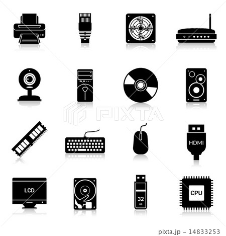 Computer Parts Icons Black 14833253