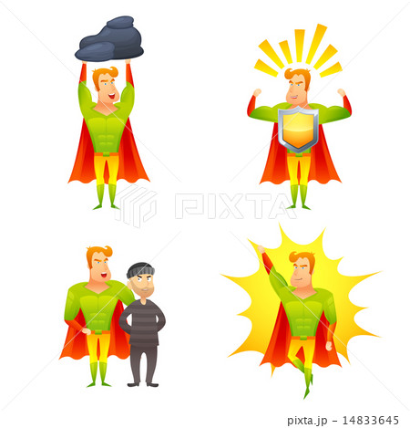 Superhero cartoon character power icons set 14833645