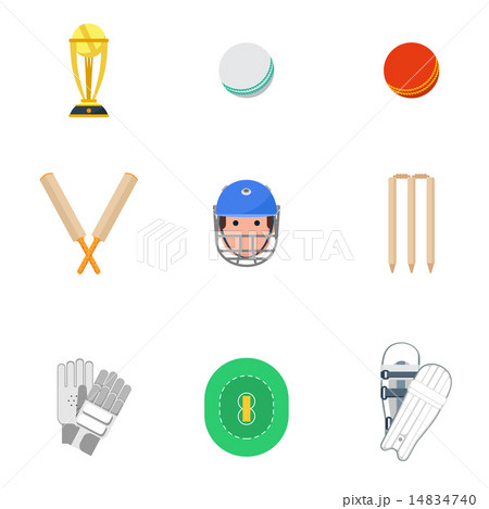 Cricket icons set flat Cricket icons set flat 14834740