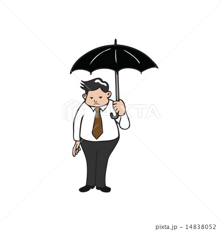 Businessman fat holding umbrella 14838052