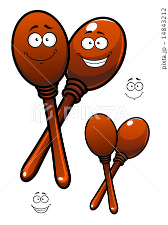 Mexican Wooden Maracas Cartoon Charactersのイラスト素材