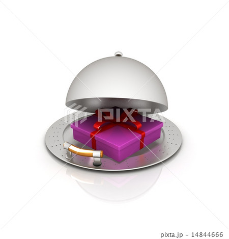 Illustration of a luxury gift on restaurant cloche 14844666
