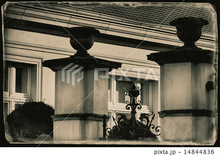 Gate to grand mansion - vintage photo Gate to grand mansion - vintage photo 14844836