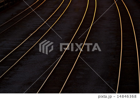 abstract railroad tracks at sunset 14846368