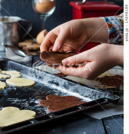 process of making biscuits, shortbread dough raw process of making biscuits, shortbread dough raw 14848189