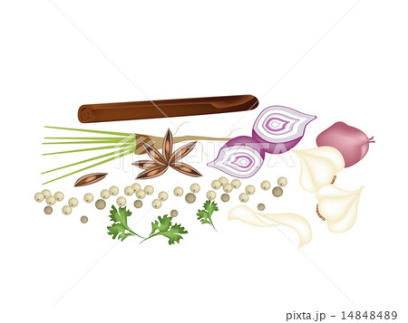 Heap of Chinese Spices on White Background Heap of Chinese Spices on White Background 14848489