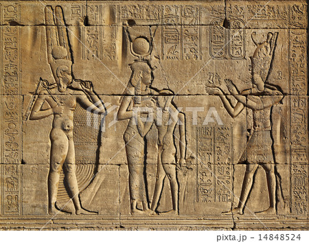 Hieroglyphic carvings in ancient egyptian temple Hieroglyphic carvings in ancient egyptian temple 14848524