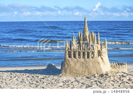 Sand castle on a beach of the Baltic Sea in Poland 14848956