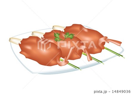 Fried Shrimp with Lemon Grass on A Plate 14849036
