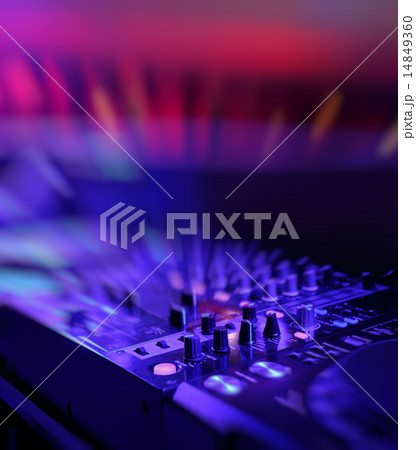 DJ mixer with light colored spotlights discos DJ mixer with light colored spotlights discos 14849360