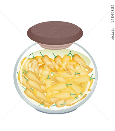 A Jar of Pickled Orange Sweet Peppers 14849389