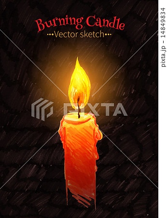 Felt pen drawing of burning candle. 14849834