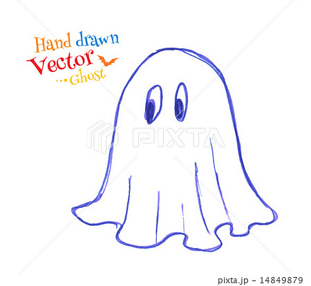 Felt pen childlike drawing of cute ghost. 14849879
