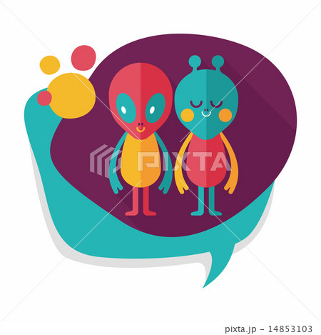 Space alien friendship flat icon with long shadow,eps10 14853103