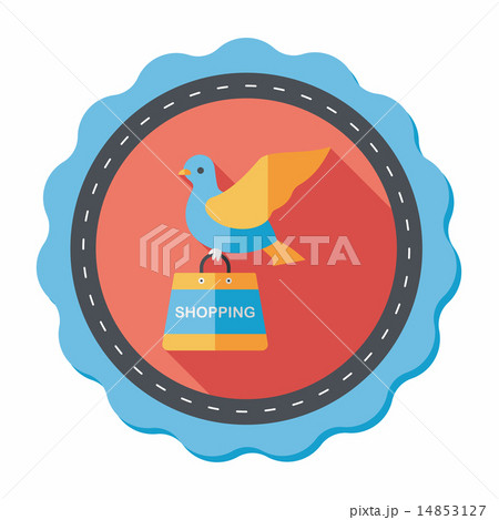 bird and shopping paper bag flat icon with long shadow,eps10 14853127