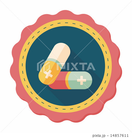 Pills flat icon with long shadow,eps10 14857611