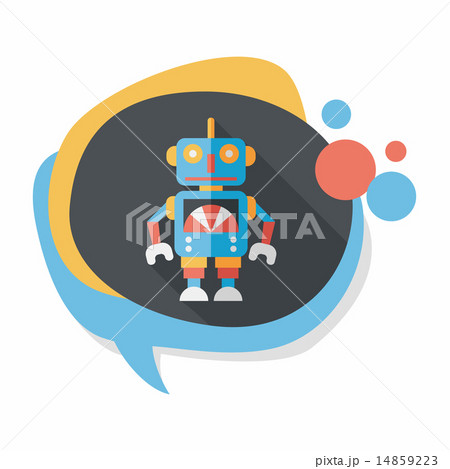 vintage robot flat icon with long shadow,eps 10 14859223