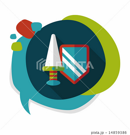 Sword and Shield flat icon with long shadow,eps 10 14859386