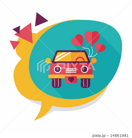 wedding car flat icon with long shadow, eps10 14861981