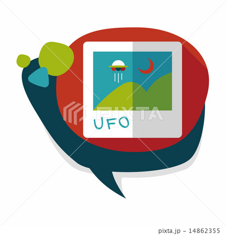 Space UFO photo flat icon with long shadow, eps10 14862355