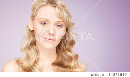 beautiful young woman face with long wavy hair 14871619