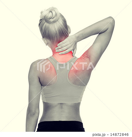 sporty woman touching her neck sporty woman touching her neck 14872846