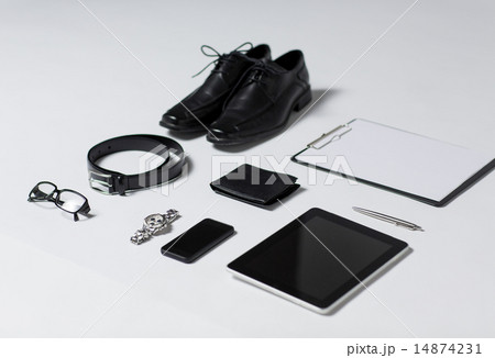 close up of formal clothes and personal stuff close up of formal clothes and personal stuff 14874231