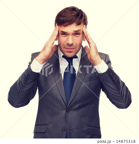 stressed buisnessman or teacher having headache stressed buisnessman or teacher having headache 14875318