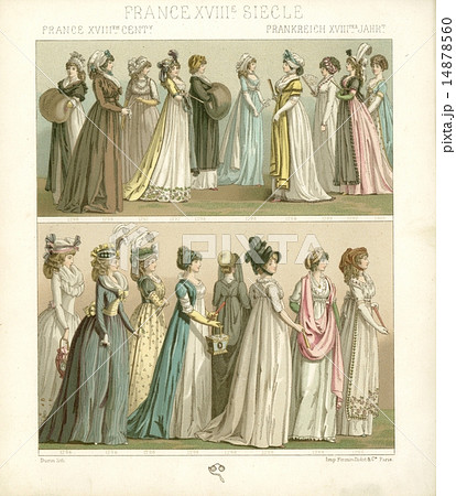 アンティーク イラスト 18世紀ヨーロッパのドレス のイラスト素材