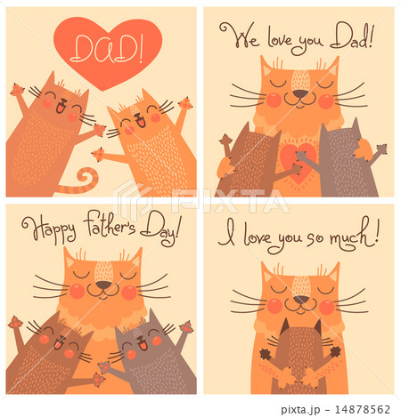 Sweet cards for Fathers Day with cats. Sweet cards for Fathers Day with cats. 14878562
