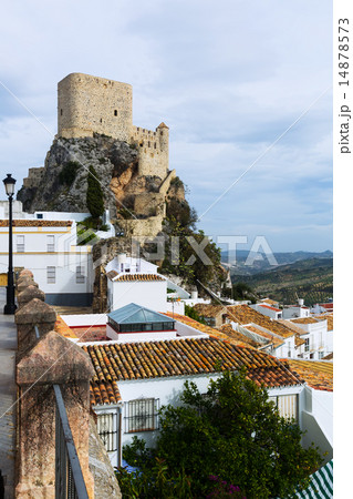 Arab castle at cliff over town in Olvera 14878573