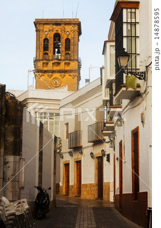 Picturesque street with bell tower. Arcos de la Frontera Picturesque street with bell tower. Arcos de la Frontera 14878595