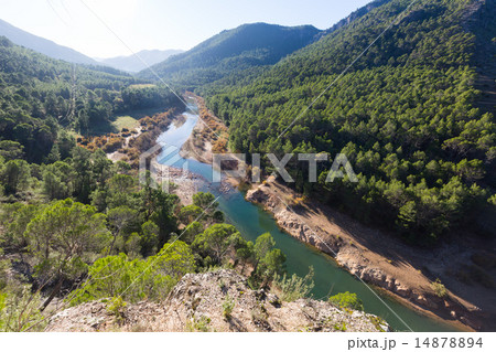 Sunny mountains landscape with river 14878894