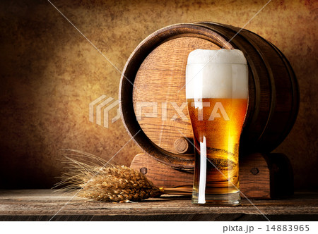 Wooden barrel and beer Wooden barrel and beer 14883965