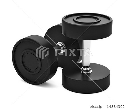 Professional urethane covered dumbbels isolated  14884302