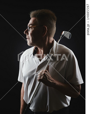 Mature man golfer and golf club 14885597
