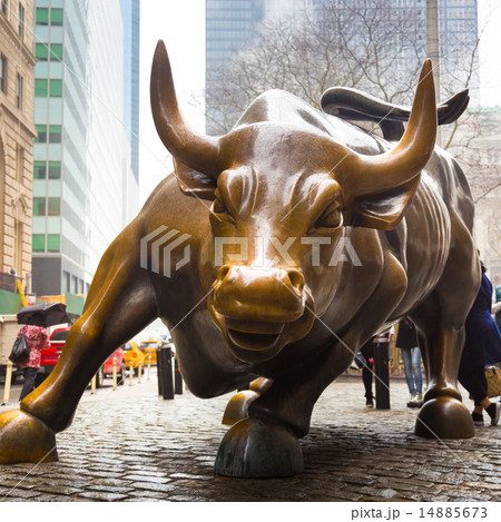 Charging Bull in Lower Manhattan, NY. 14885673