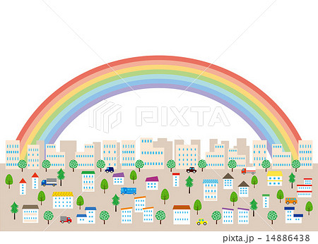 背景素材 街並 虹 車4のイラスト素材
