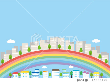 背景素材 街並 虹6のイラスト素材 背景素材 街並 虹6のイラスト素材