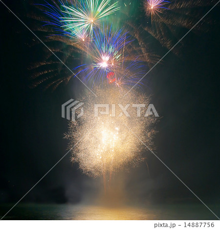Salute, fireworks above the bay. Salute, fireworks above the bay. 14887756