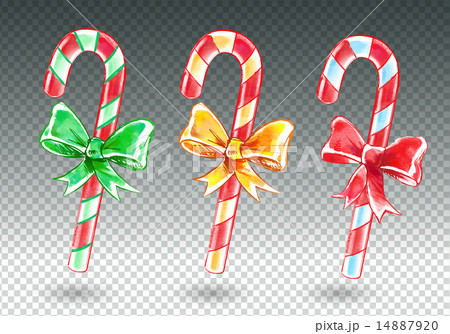 Watercolor set of candy canes. Watercolor set of candy canes. 14887920
