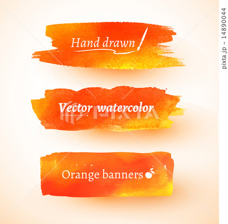 Orange watercolor banners. 14890044