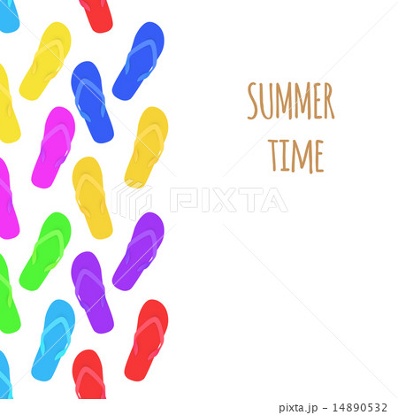 Summer time. Slippers. Banner. Vector 14890532