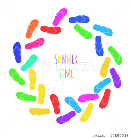 Summer time. Slippers. Banner. Vector 14890533