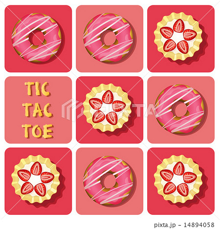Tic-Tac-Toe of strawberry tart and donut Tic-Tac-Toe of strawberry tart and donut 14894058