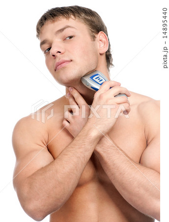 Portrait of a young handsome man shaving Portrait of a young handsome man shaving 14895440