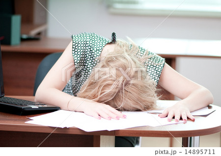 Closeup portrait of cute young business woman 14895711