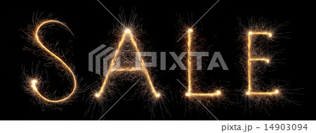 Sale label isolated on black collected from sparks 14903094