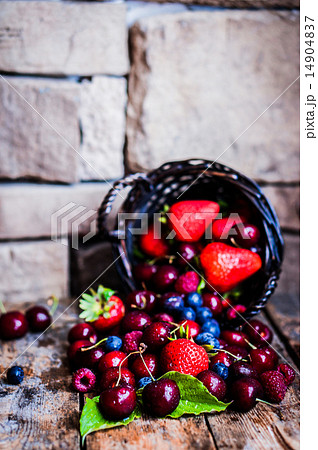 Berries mix on rustic background 14904837