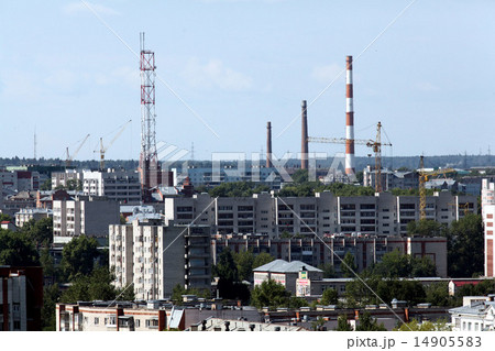 city in Russia view from above, the roof 14905583